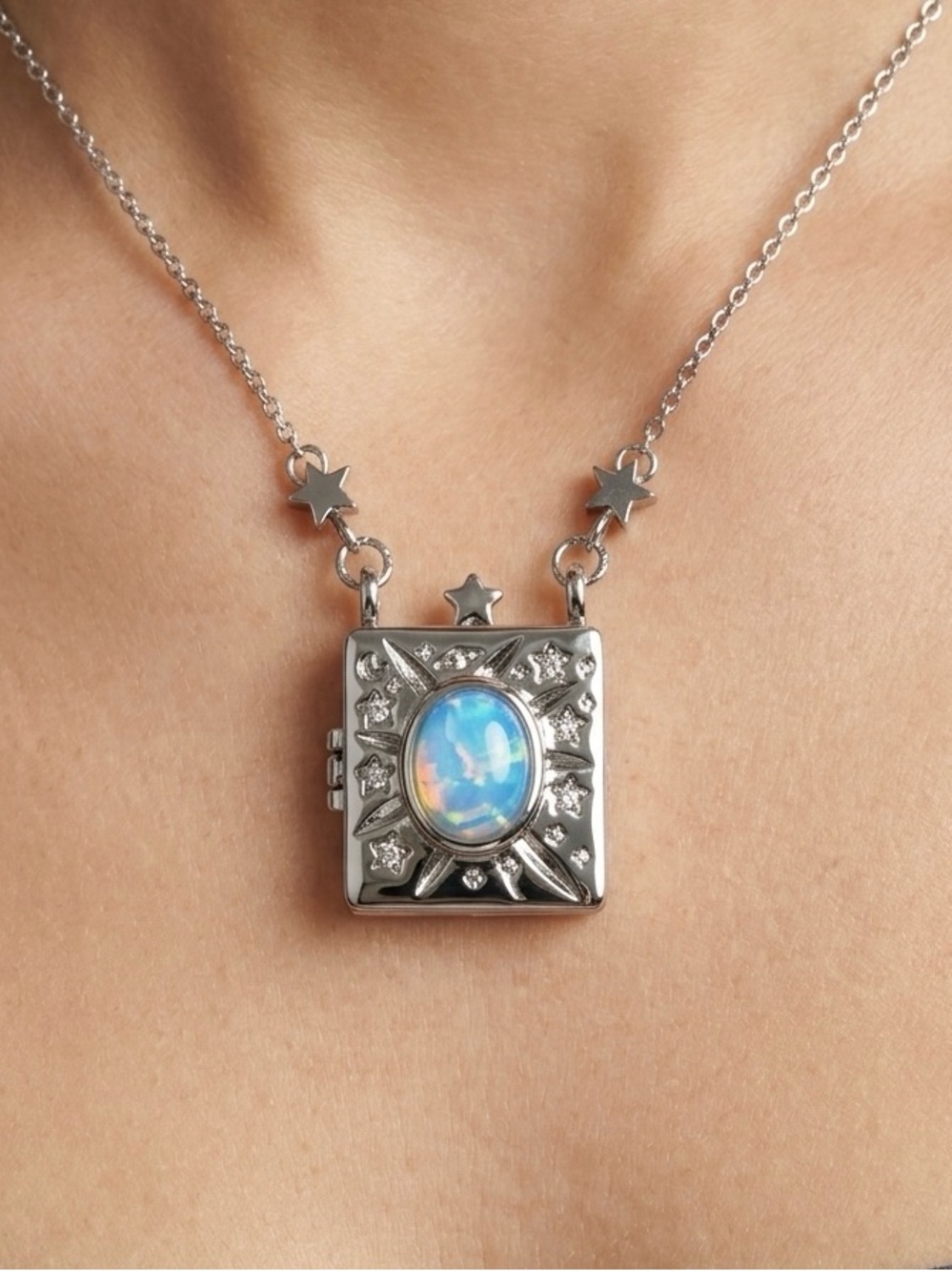 Silver and Blue Star Pendant Necklace